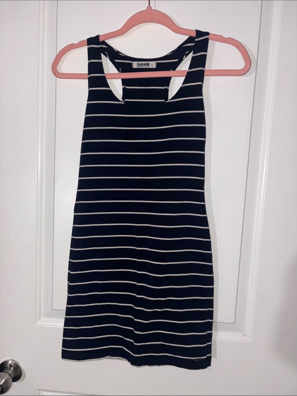 Garage Navy and White Striped Racerback Mini Dress